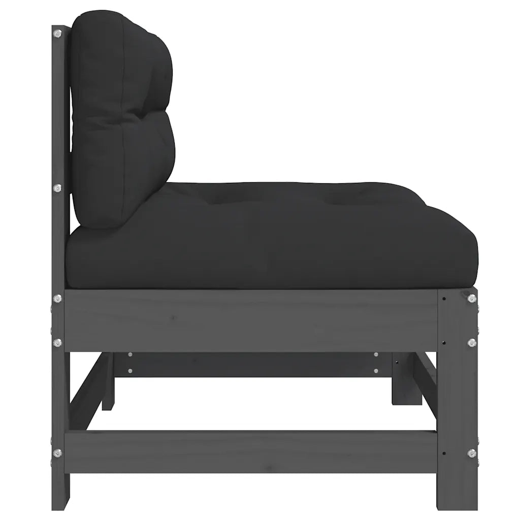 Divani Centrali con Cuscini 2 pz Legno Massello di Pino Grigio 825578