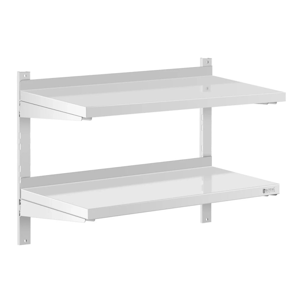 Mensola da parete professionale in acciaio inox - 2 ripiani - 40 x 80 cm 14_0001559