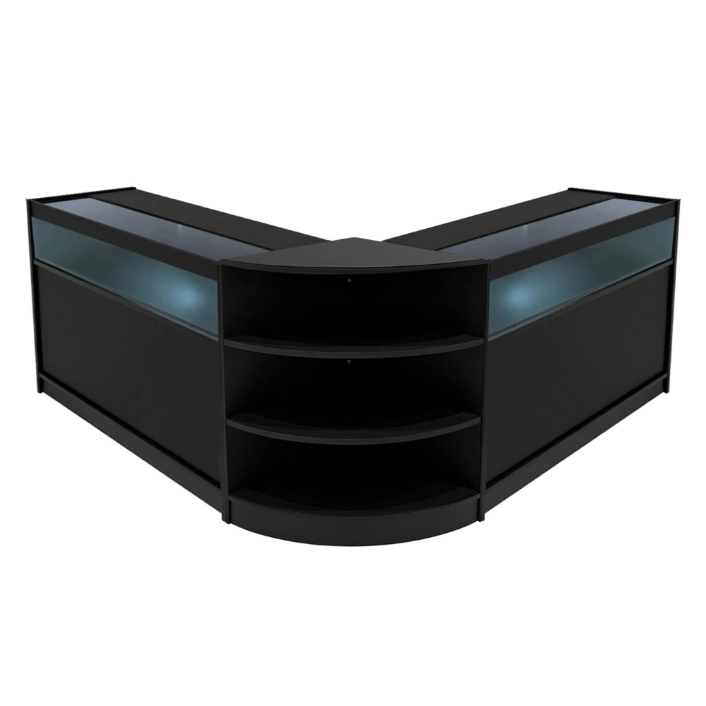 Set Bancone Nero Theseus LED B1200 LM60 con Serratura e Vetrina Espositiva