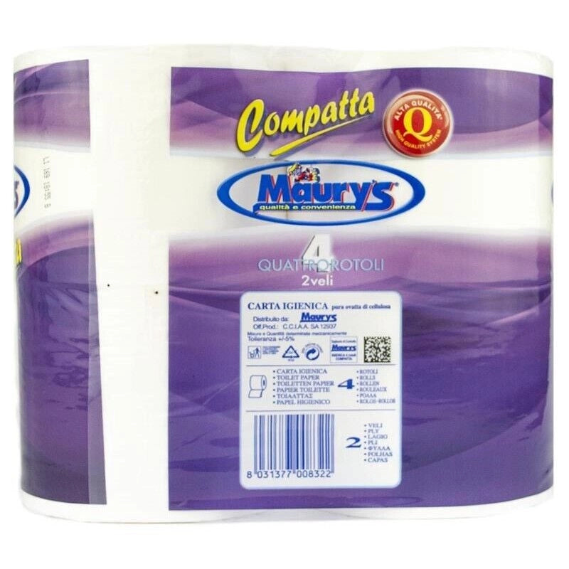 MAURY'S CARTA IGIENICA 36 ROTOLI 2 VELI COMPATTA 780GR ALTA QUALITÀ