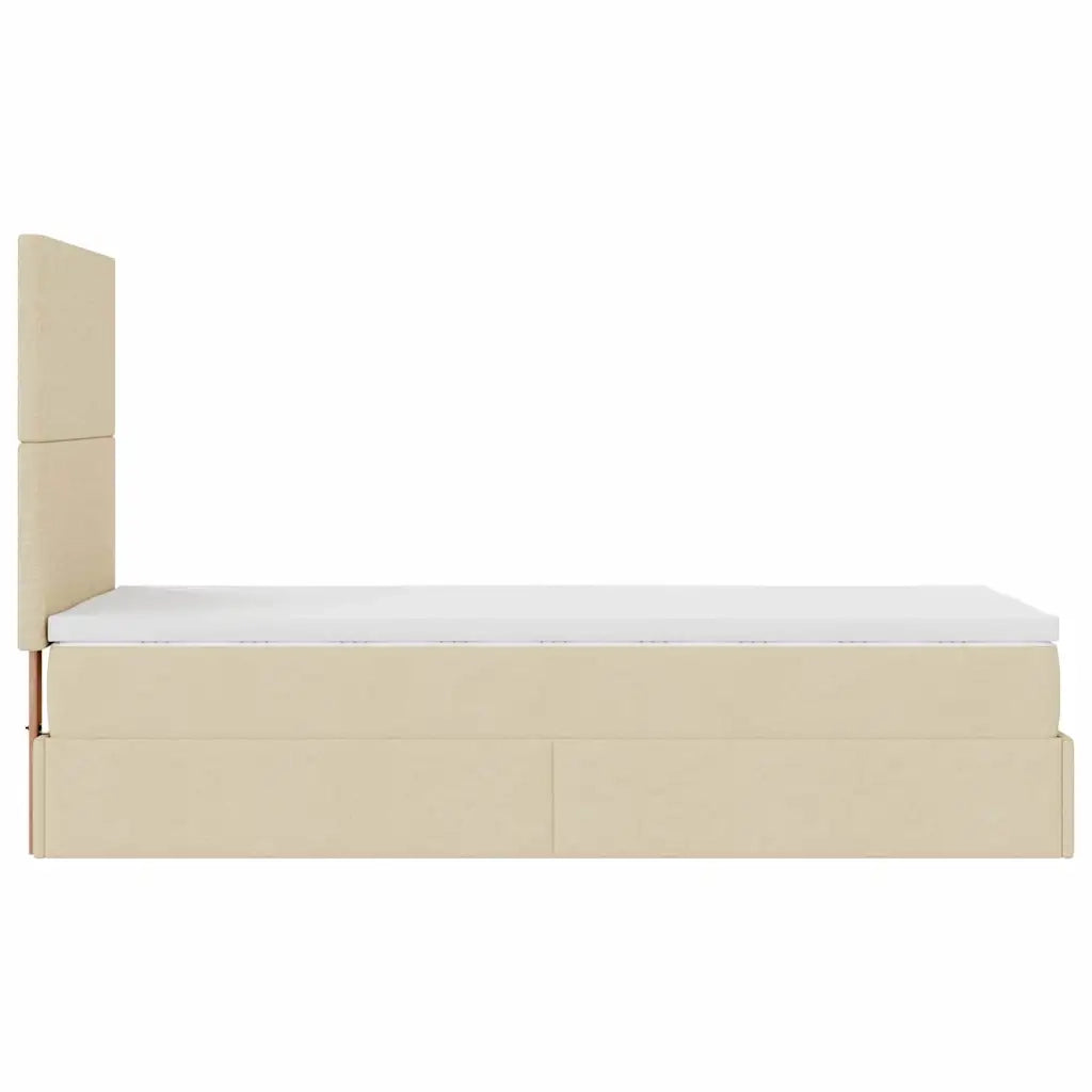 Struttura Letto Pouf con Materasso Crema 80x200 cm in Tessuto 3313034