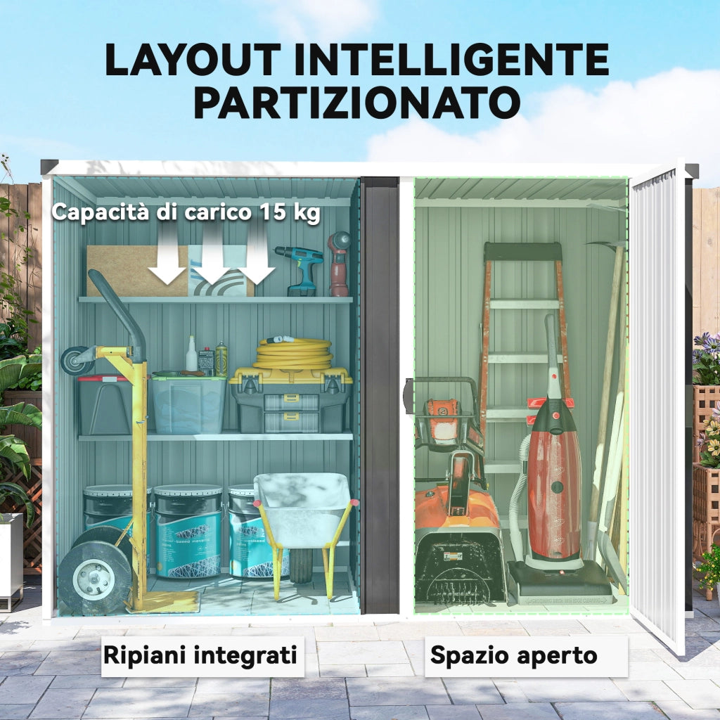 Capanno da Giardino in Acciaio ¨C Minimal ¨C Grigio 231x125x162 cm