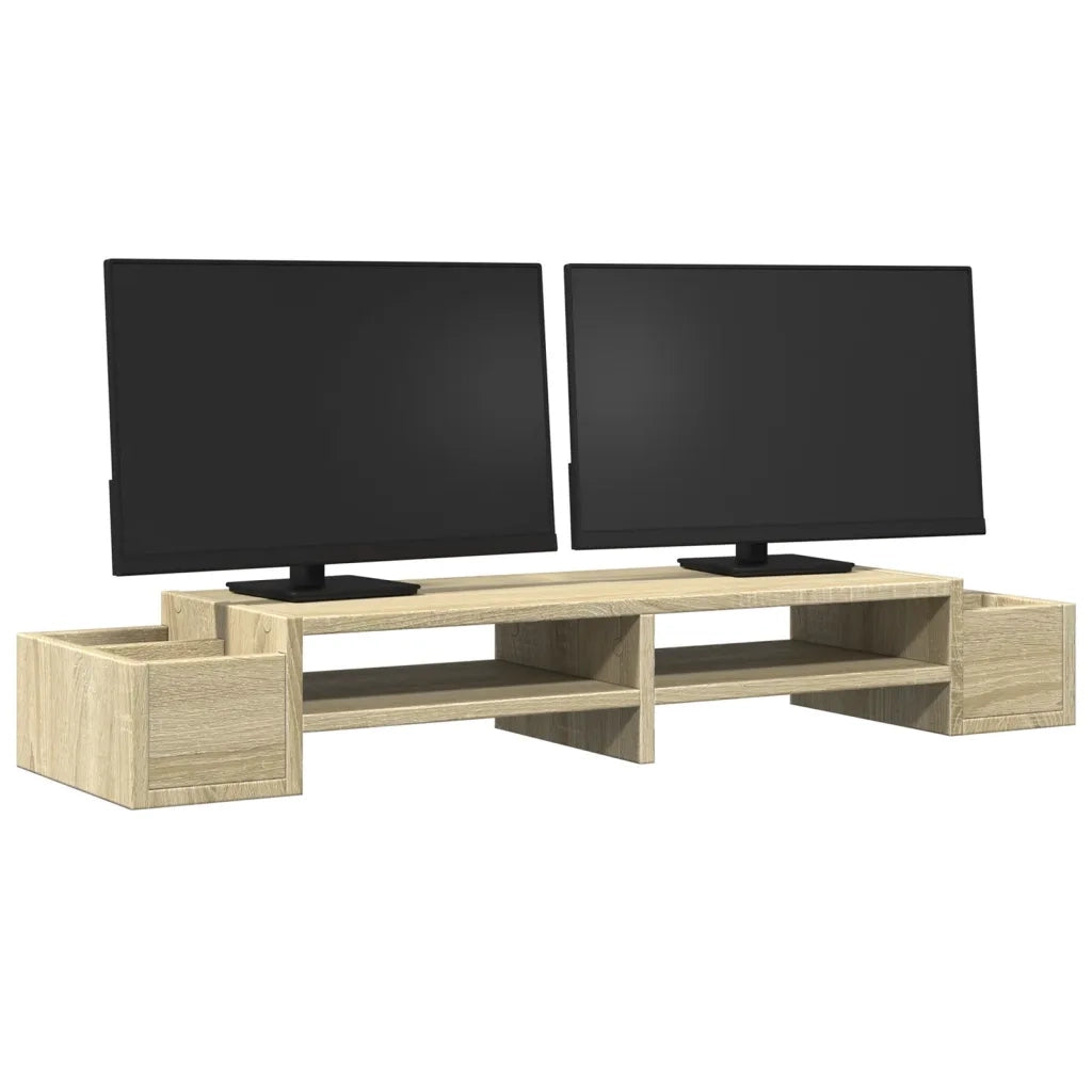 vidaXL Supporto Monitor con Cassetti Rovere 100x27x15 cm in Truciolato