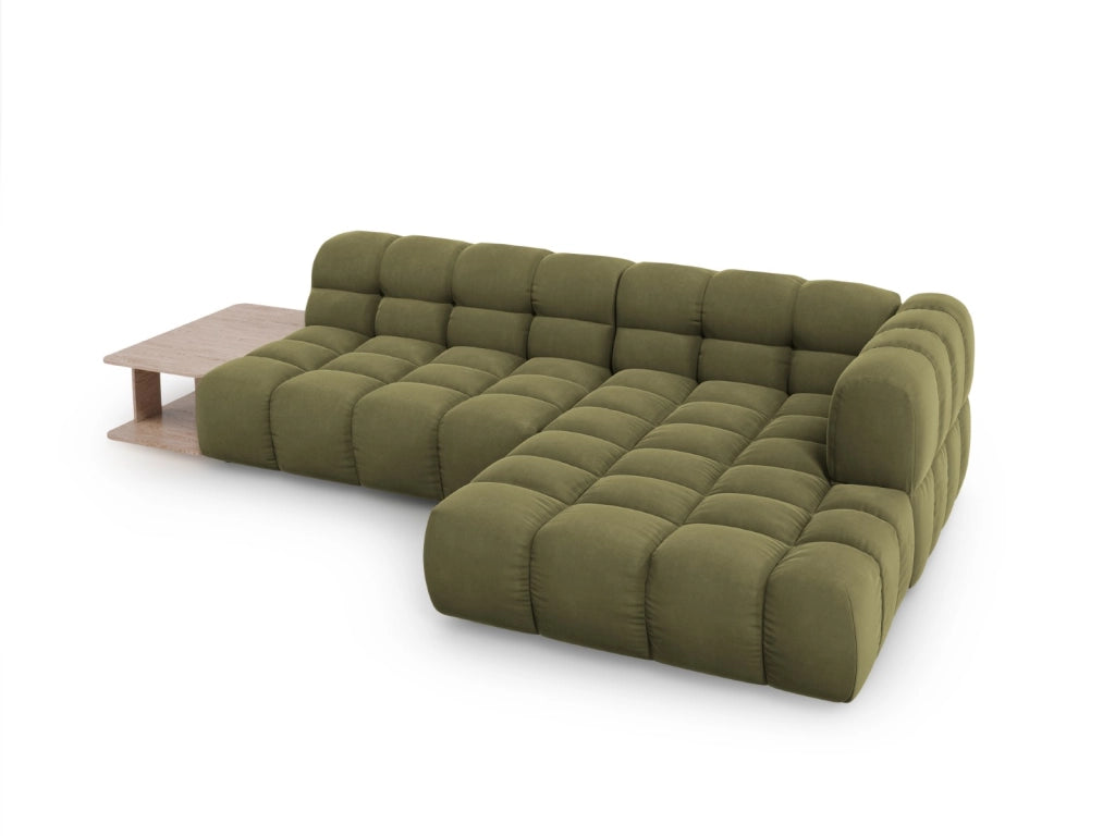 Cosmopolitan Design - Divano angolare modulare destro "Sky" 4 posti in velluto verde chiaro 