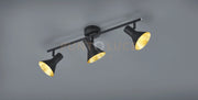 NINA BARRA 3 SPOTS ATTACCO E14 DIFFUSORI METALLO NERO + ORO 58CM