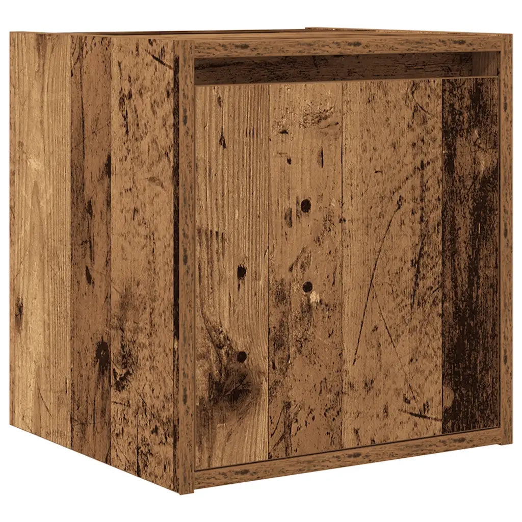 Comodino a Muro-Tavolino da notte sospeso Legno Antico 38x34x40 cm 474867