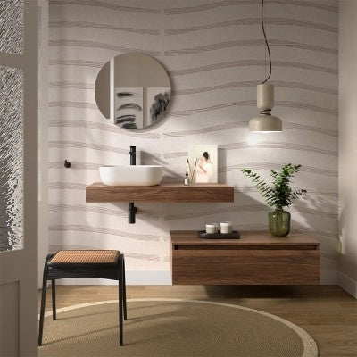 Mensolone bagno 100 cm sospeso in noce maya - Sumo
