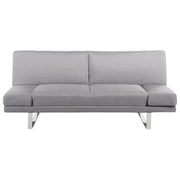 Divano Letto Rivestimento In Tessuto Grigio 3 Posti Meccanismo Click Clack Braccioli Regolabili