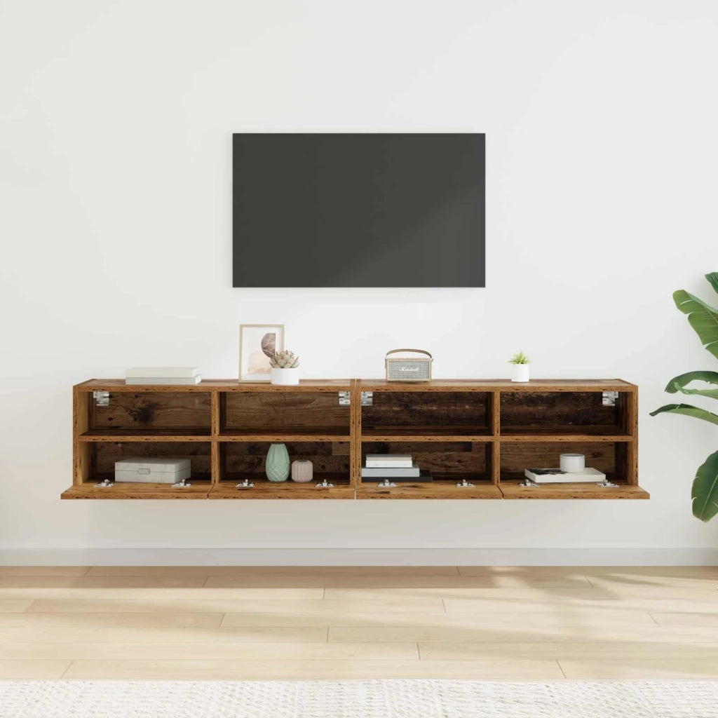 Mobiletti TV da Parete 2 pcs Legno vecchio 80 x 30 x 30 cm