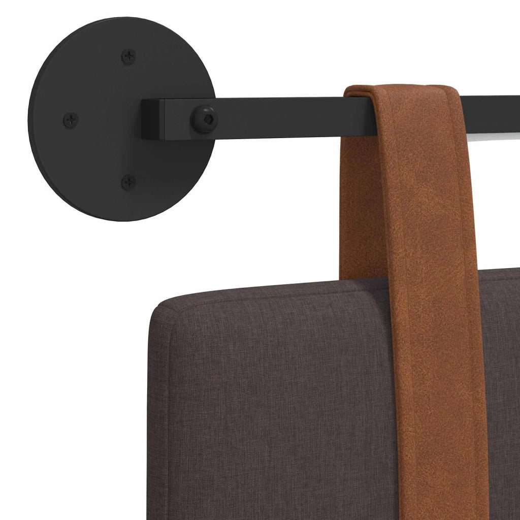 Testiera | Testata sospesa Con luce LED Marrone Scuro PU Antico