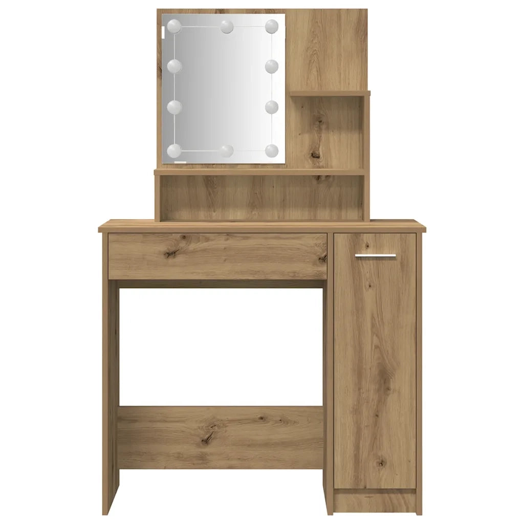Set Toeletta con LED Rovere Artigianale in Legno Multistrato