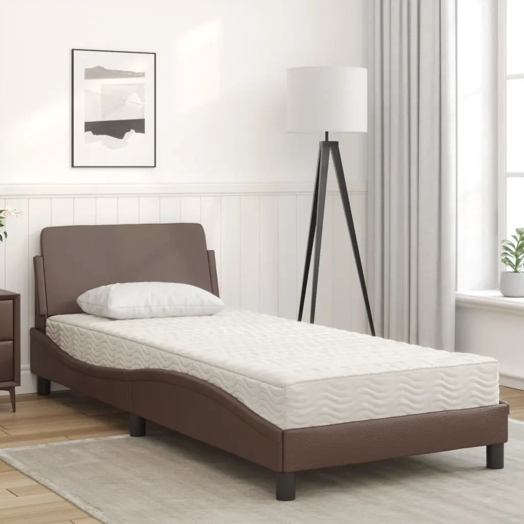 vidaXL Letto con Materasso Marrone 90x190 cm in Similpelle