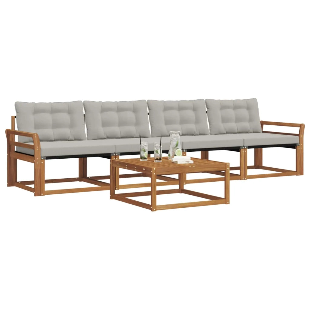 Set di divani da esterno 5 pcs Grigio Naturale e Chiaro 3369170