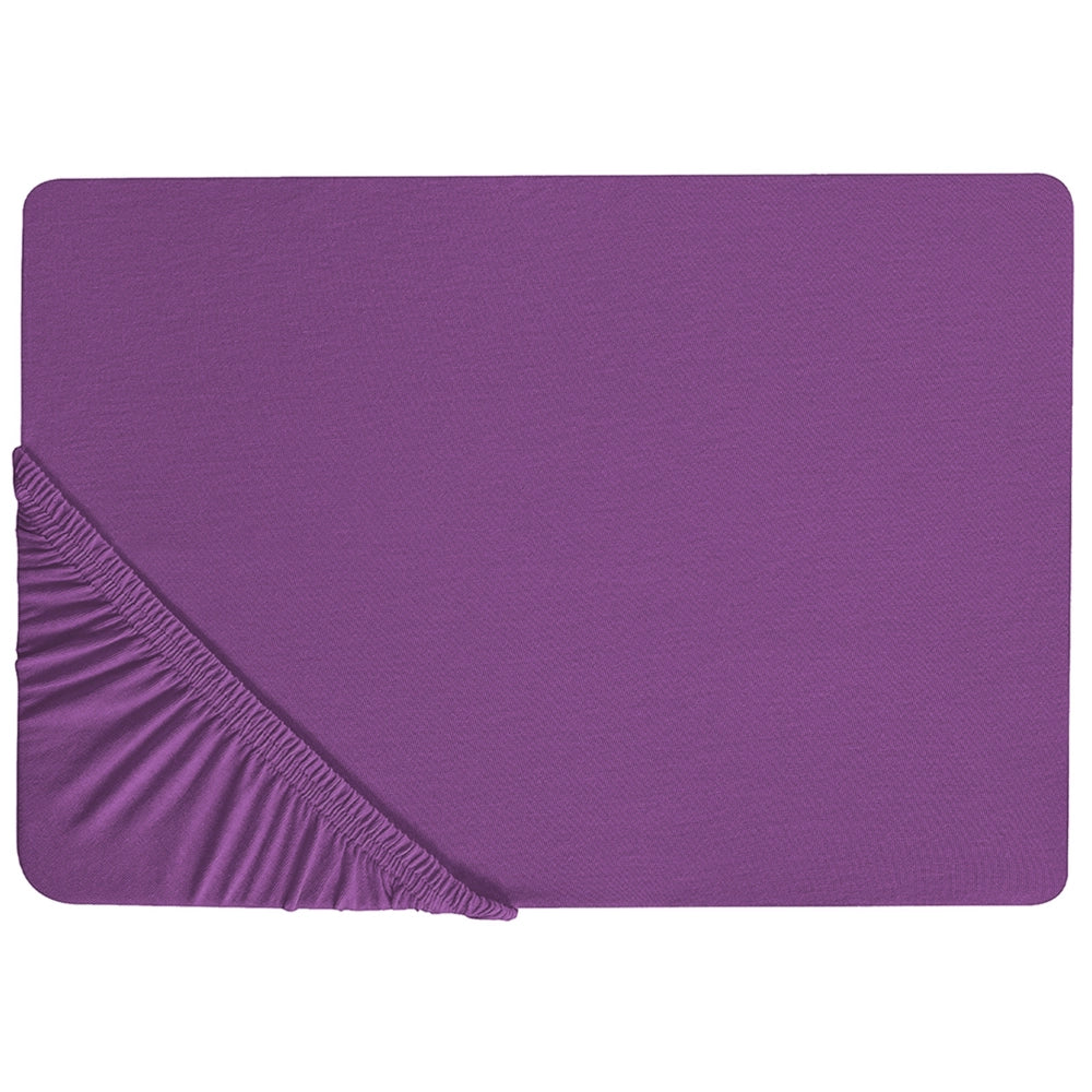 Lenzuolo con angoli cotone viola 180 x 200 cm con bordi elastici modello classico a tinta unita camera da letto classica