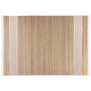 Tappeto in iuta con motivo a righe e nappe beige e rosa pastello 160 x 230 cm soggiorno camera da letto ingresso