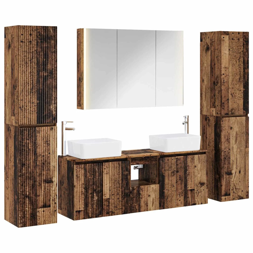 Set di mobili per il bagno 6 pcs Legno antico 3407237