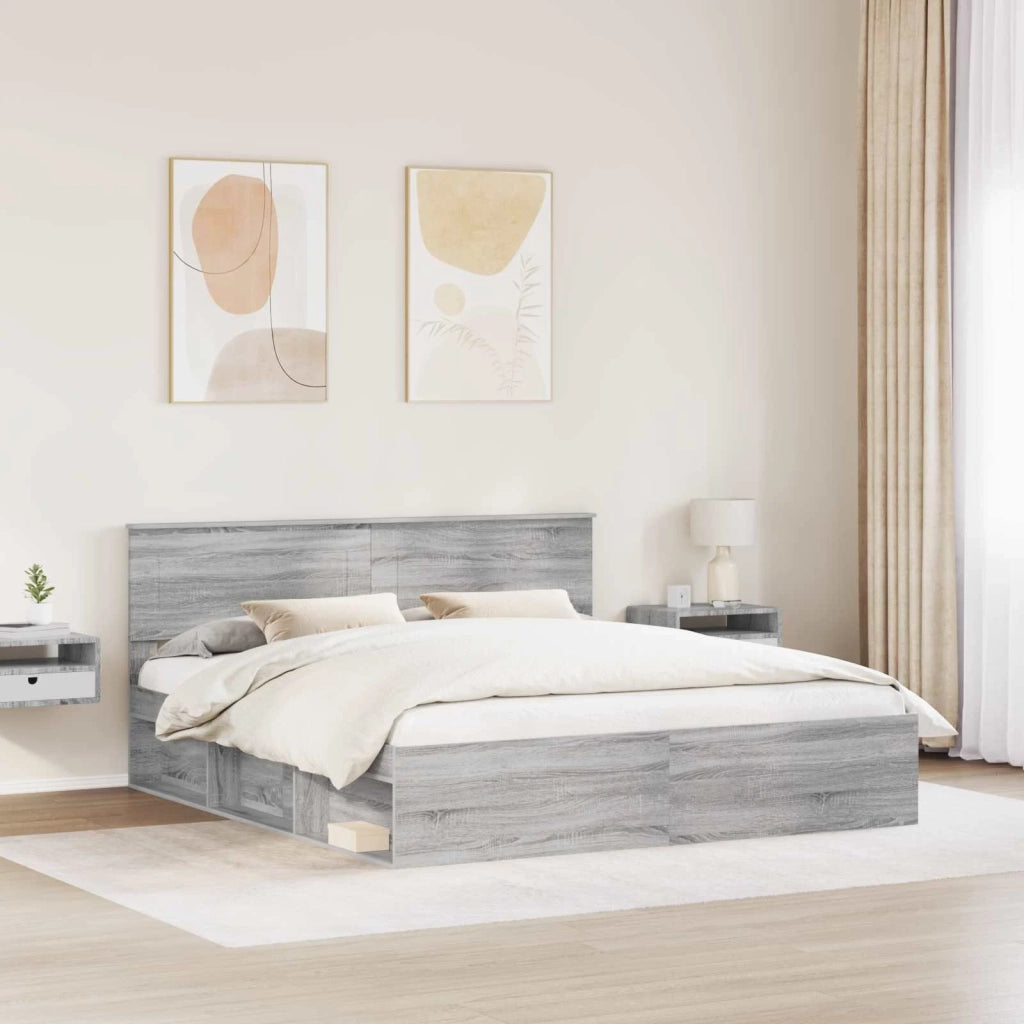 Struttura del letto con testiera Grigio Sonoma 200 x 200 cm 3407837