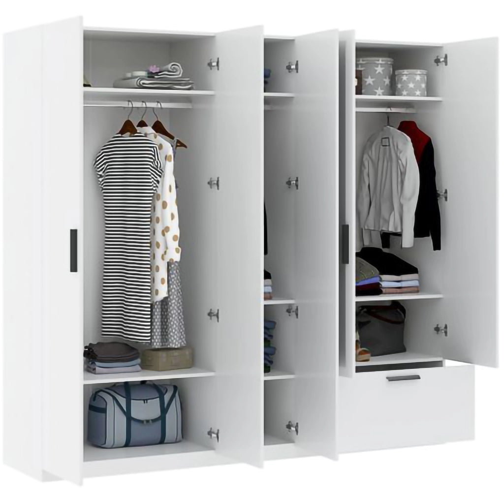 Armadio Camera da Letto Letesori, Guardaroba Grande 3 Ripiani, 225x210h cm Bianco