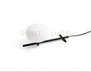 MIKADO LAMPADA DA TAVOLO 1 LUCE IN METALLO NERO E VETRO SOFFIATO BIANCO D.14CM ATTACCO G9