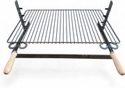 Griglia in ferro regolabile su più altezze, bistecchiera con manici in legno, per barbecue e camino per carne pesce verdure 60x36cm