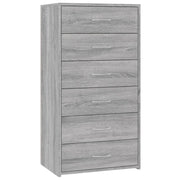 Credenza | Madia | Buffet da pranzo | Armadio da pranzo 6 Cassetti Grigio Sonoma 50x34x96 cm Legno Multistrato
