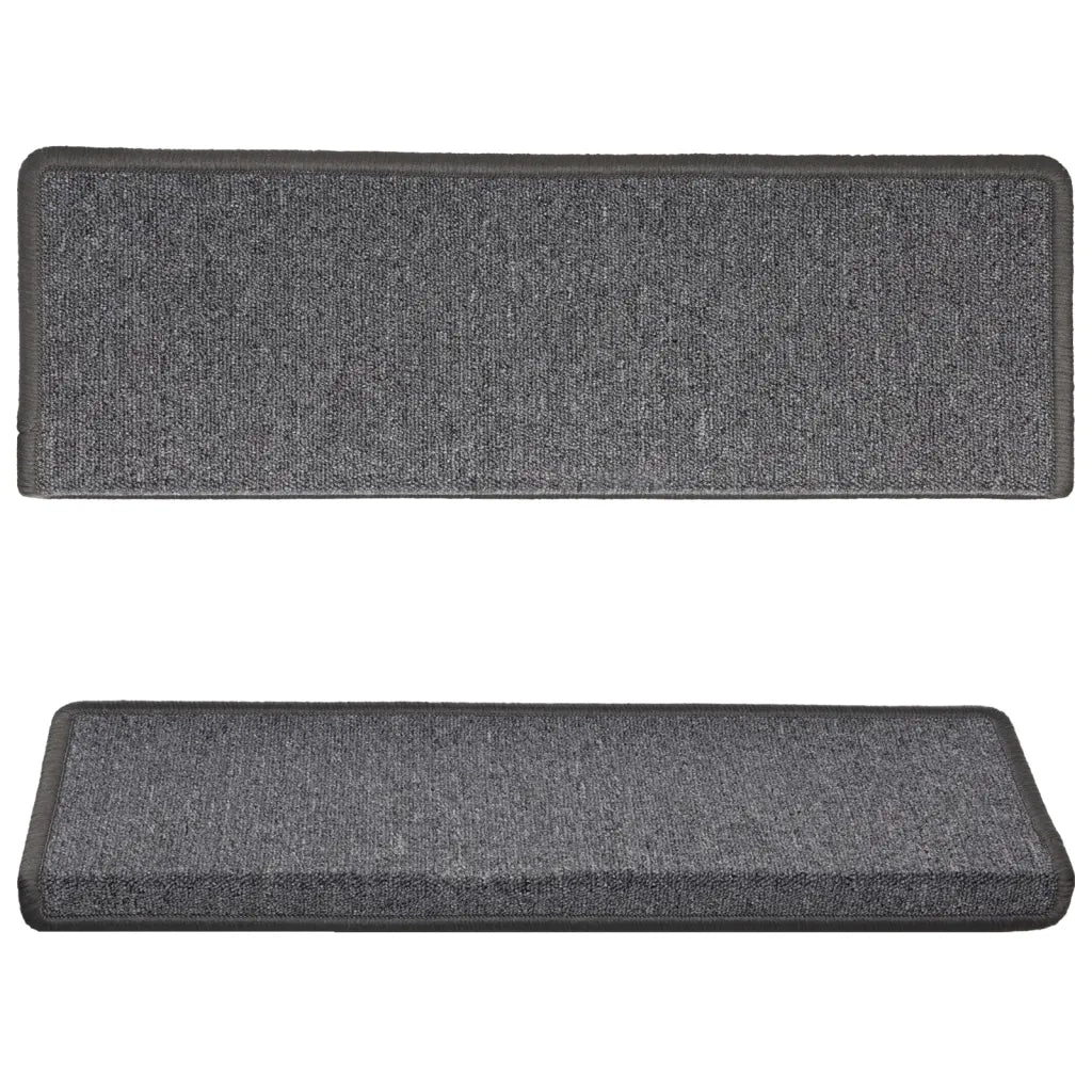 Tappetini per scale 15 pz 65x21x4 cm Grigio scuro Bordo rettangolare 134568