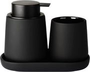 Kit di arredamento bagno - Dispensatore di sapone e supporto - Utilizzo quotidiano - Materiale di alta qualità - 3 pezzi - Nero