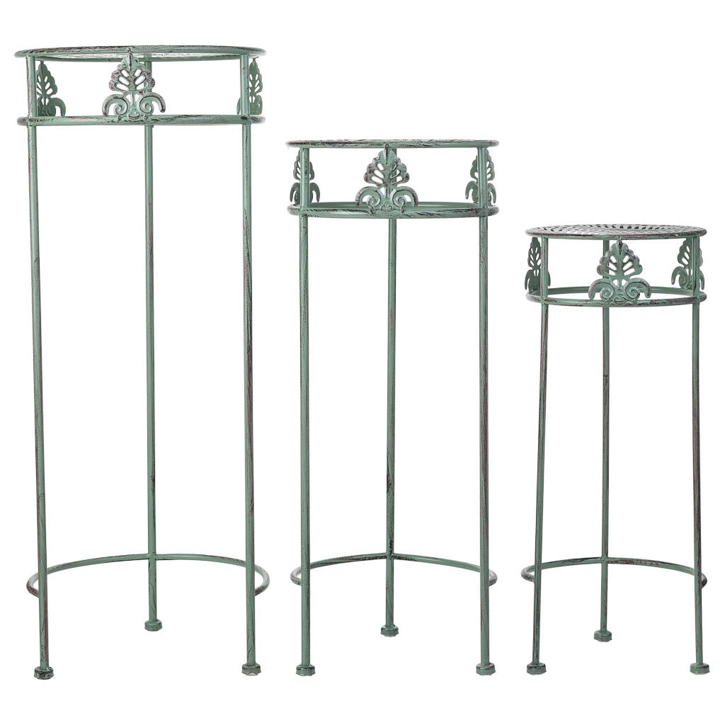 Supporto vasi verde 3 pezzi 28x28x69-24x24x59-20x20x49h cm