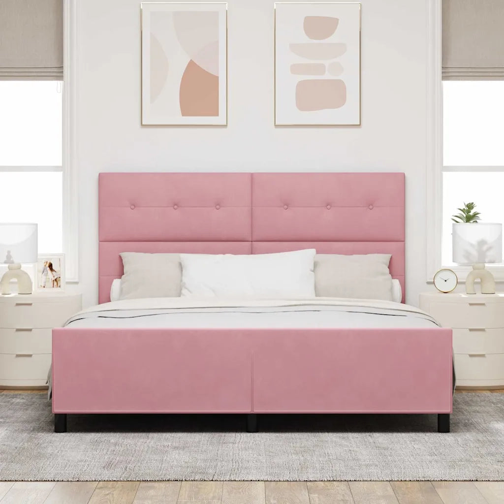 Letto a molle con testiera Rosa 180 x 200 cm Velluto