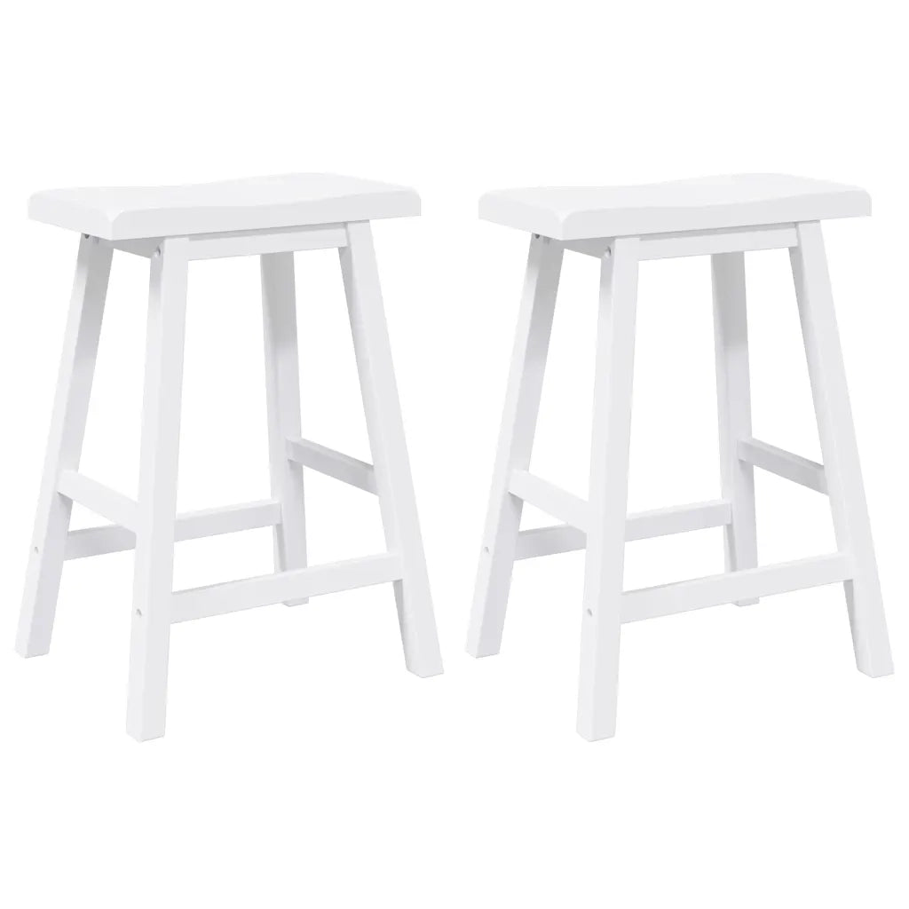 Sgabelli da Bar 2 pz Bianchi in Legno Massello di Hevea 4102546