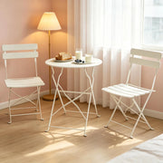 SET TAVOLO E SEDIE DA GIARDINO PIEGHEVOLE Ø 58 cm CREAM METALLO Set da 3 pezzi