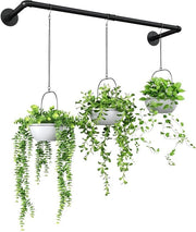 Pannello per piante in metallo appeso, supporto per fiori in metallo nero da parete, balcone, decorazione, asta metallica (vaso per piante non incluso)