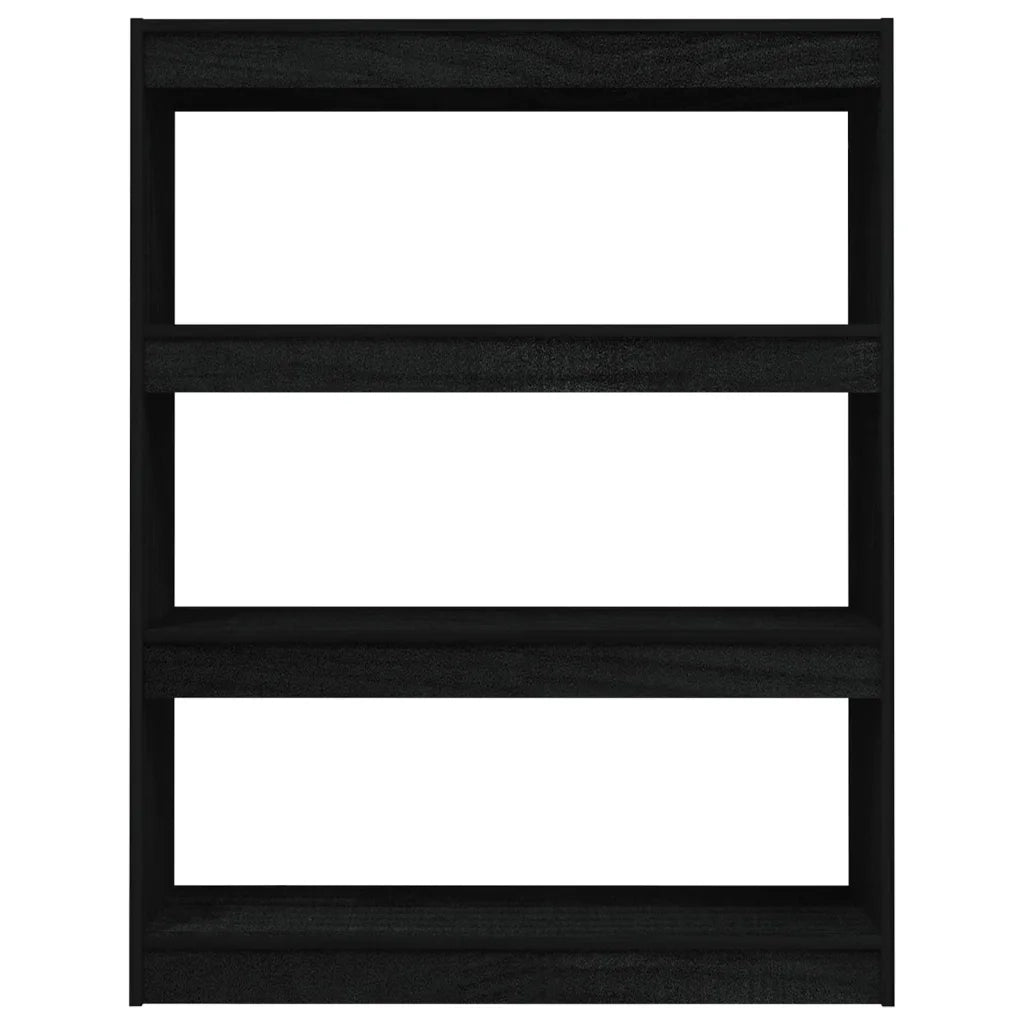 Libreria Divisorio-Scaffale per Libri-Mobile di Stoccaggio Nero 100x30x103 cm in Legno Massello di Pino