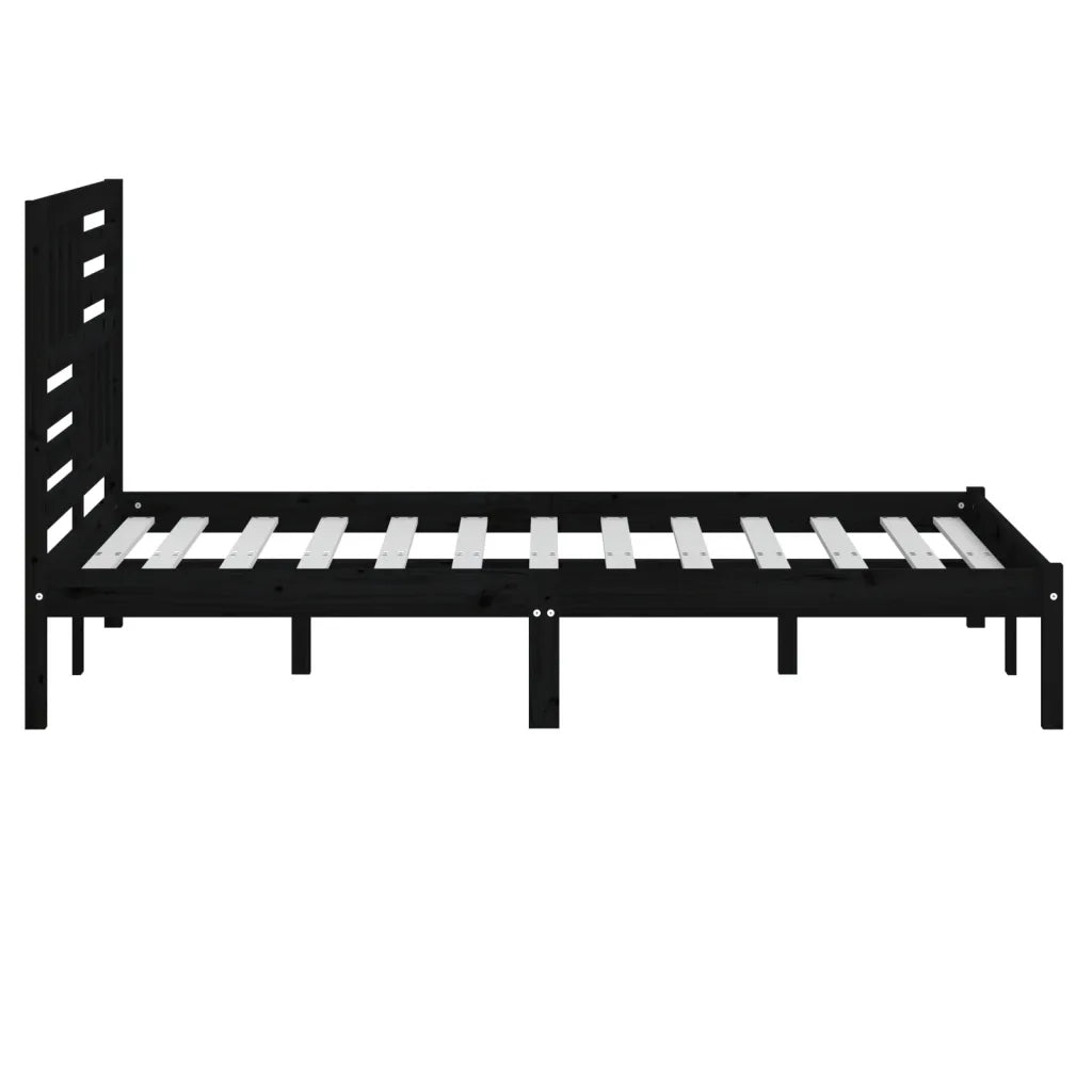 Giroletto-Struttura Letto Nero in Legno Massello di Pino 140x200 cm 216594