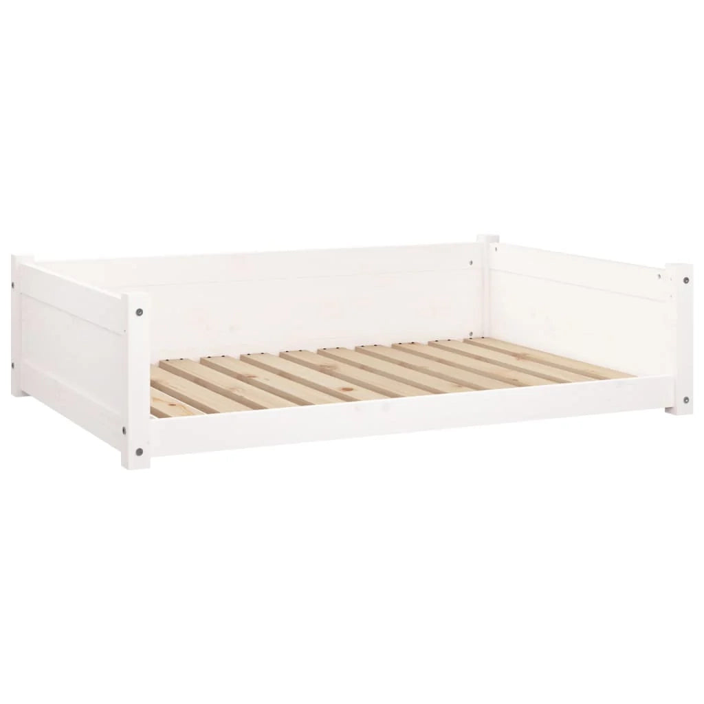 Cuccia per cani comoda cesta da divano 105,5 x 75,5 x 28 cm legno di pino massiccio bianco 02_0042633