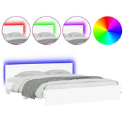 Letto matrimoniale | Letto per adulti | Giroletto con Testiera e LED Bianco 200x200 cm