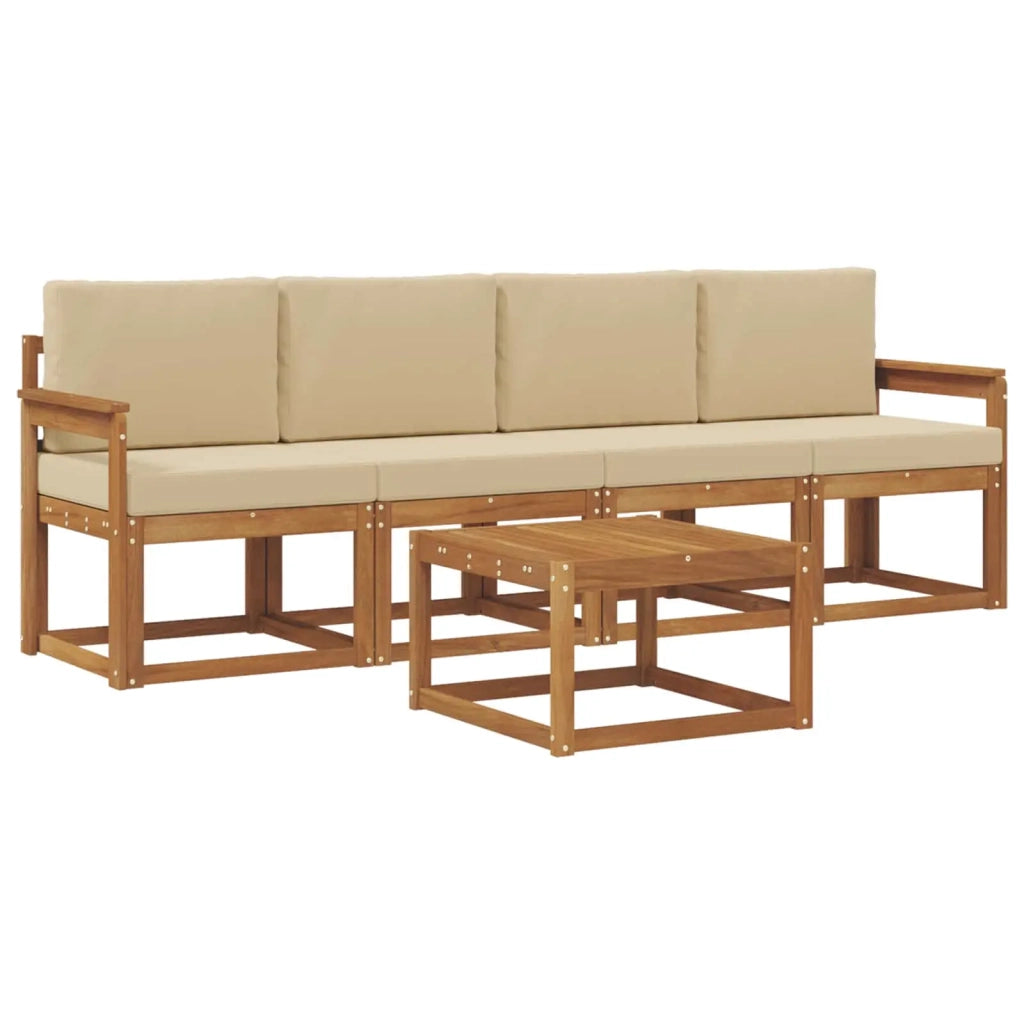Set di divani da esterno con cuscino 5 pcs Naturale e Beige 3365966