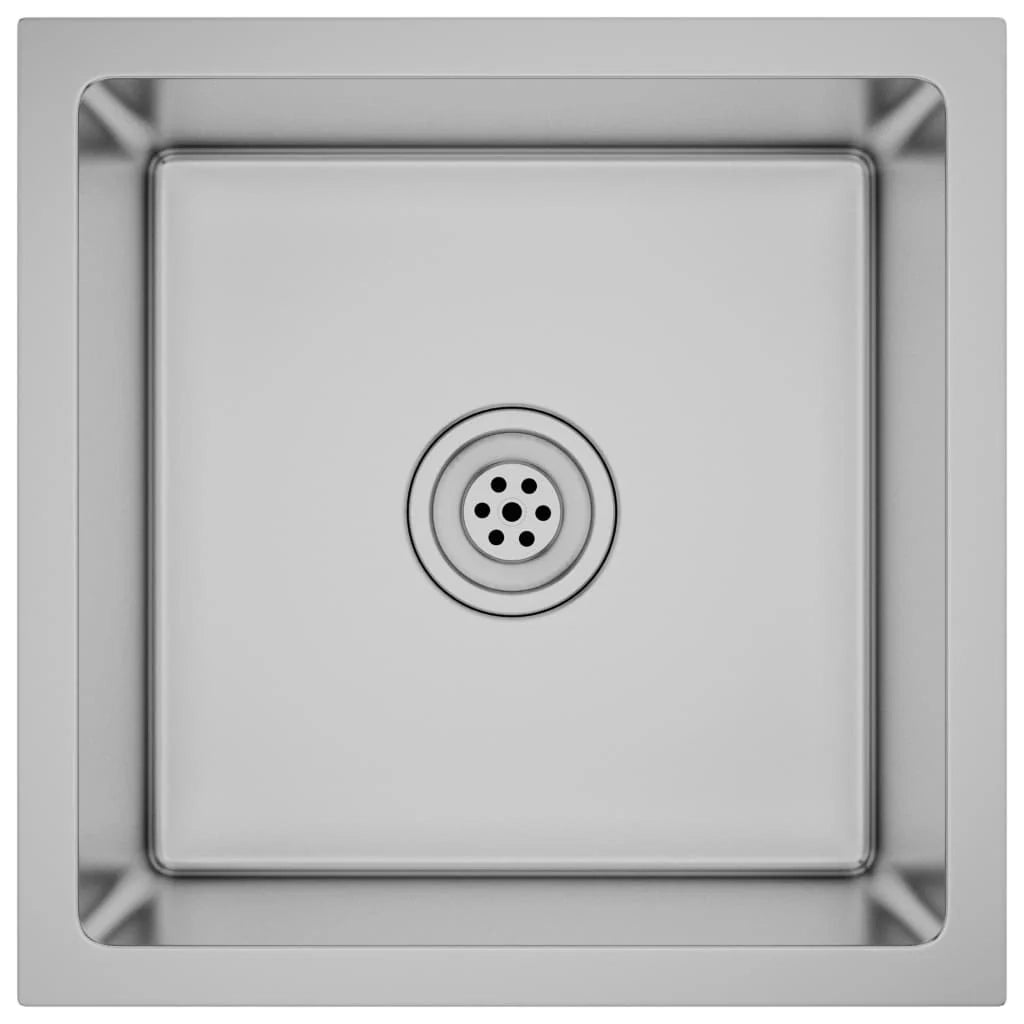 Lavello da cucina fatto a mano lavabo da bagno per interni 40 x 40 cm acciaio inox argento 02_0002451
