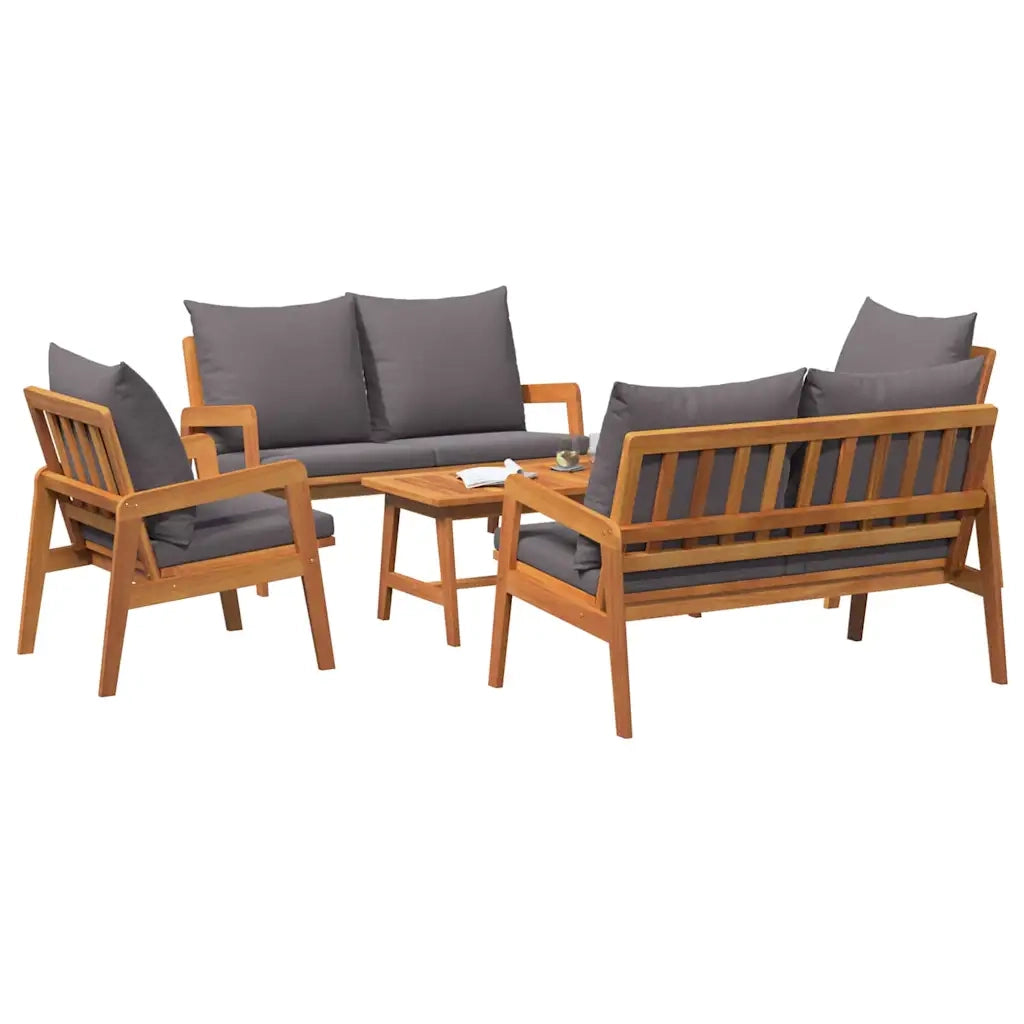 Set bistrot con cuscino 5 pcs Marrone Legno di Acacia Massello 3328610
