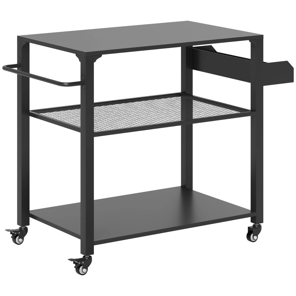 Carrello Servizio Barbecue con Piano e Ruote ¨C zephmum ¨C Grigio 105x50x79 cm
