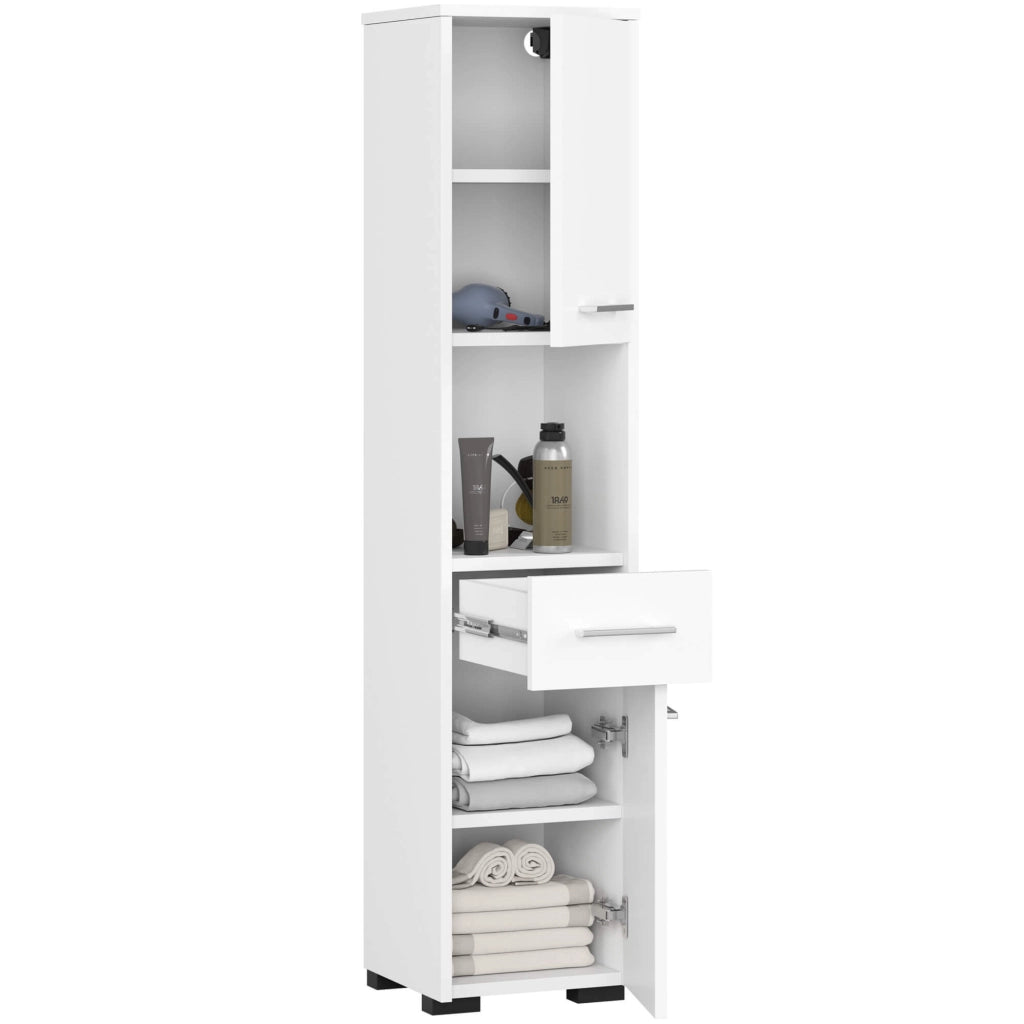 Colonna da bagno AKORD FIN Bianca 30 cm 2 ante 1 cassetto 30x30x140 cm