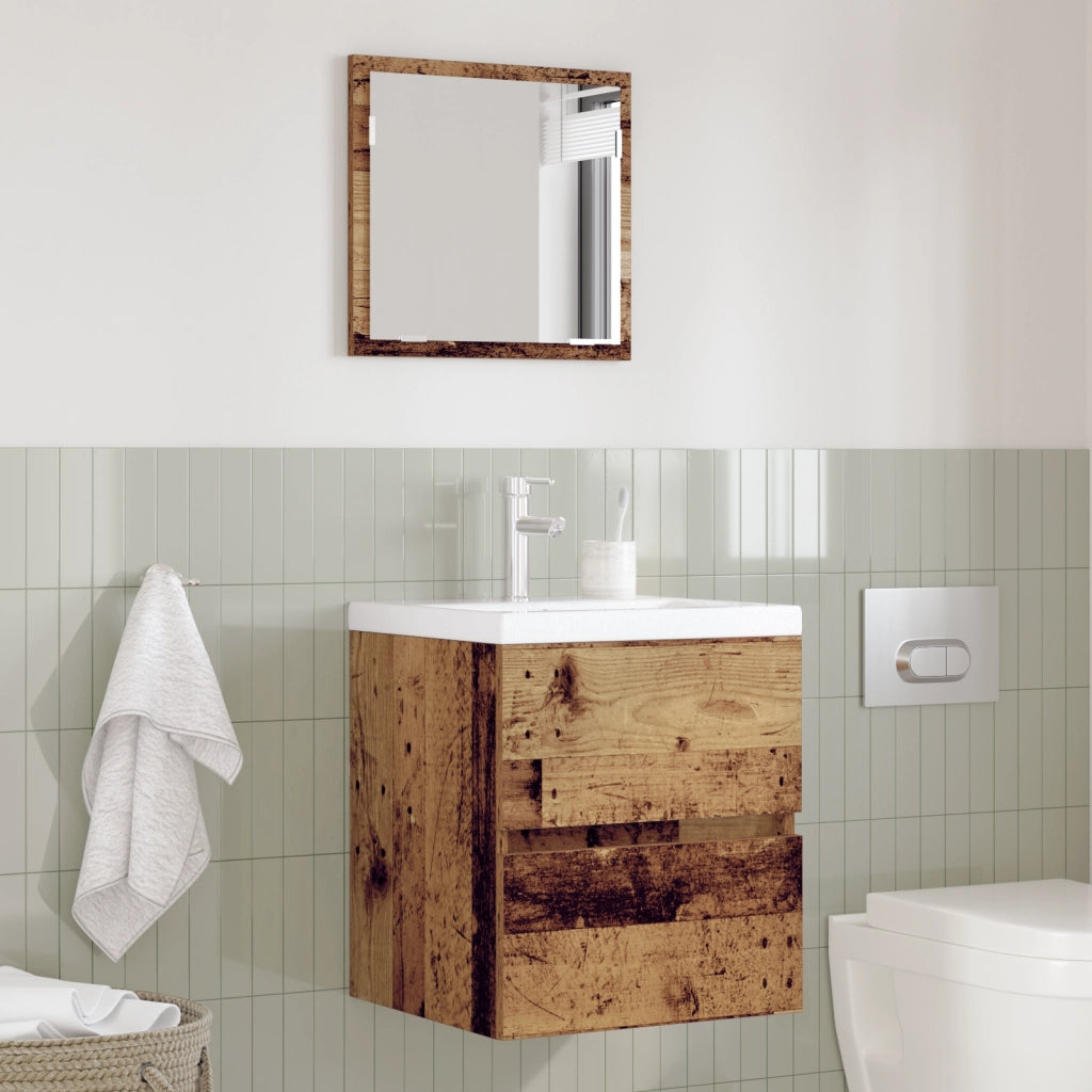Armadio da Bagno Legno Invecchiato MDF con Impiallacciatura in Legno