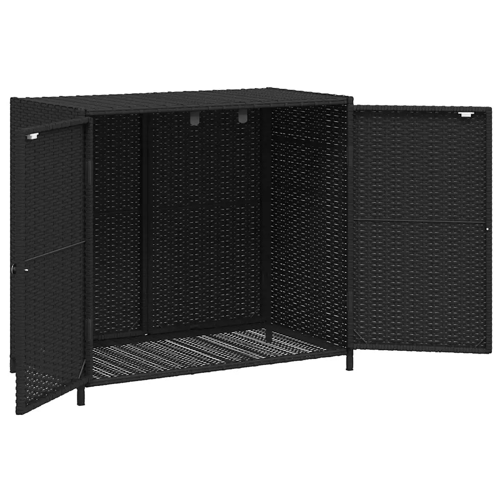Armadietto Portaoggetti da Giardino Nero 83x45x76 cm Polyrattan 365543