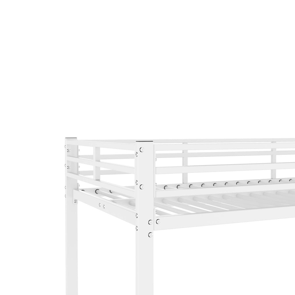 Letto a Castello 90 × 200 cm; Letto Singolo con Sponde di Sicurezza; Struttura in Metallo; senza Materasso; Bianco