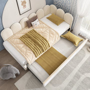 Divano letto per bambini con letto estraibile 90x200 cm in velluto beige