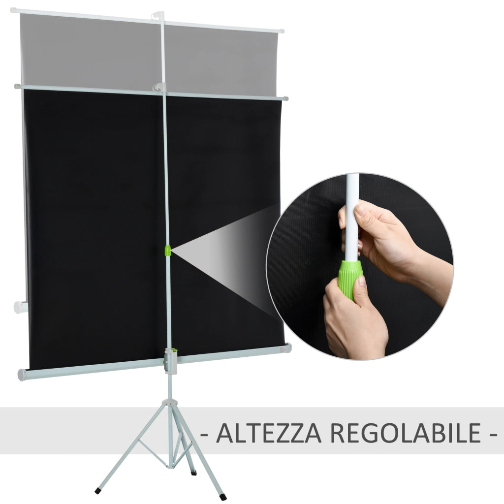 EasyComfort Telo Proiettore da 84 Pollici 4K HD Formato 4:3 con Treppiede Pieghevole e Altezza Regolabile, Schermo Proiettore Portatile, Grandangolo di 160 Gradi, per Casa, Home, Cinema, Esterno, Bianco