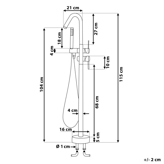 Miscelatore Vasca dorato cromato Freestanding in stile moderno