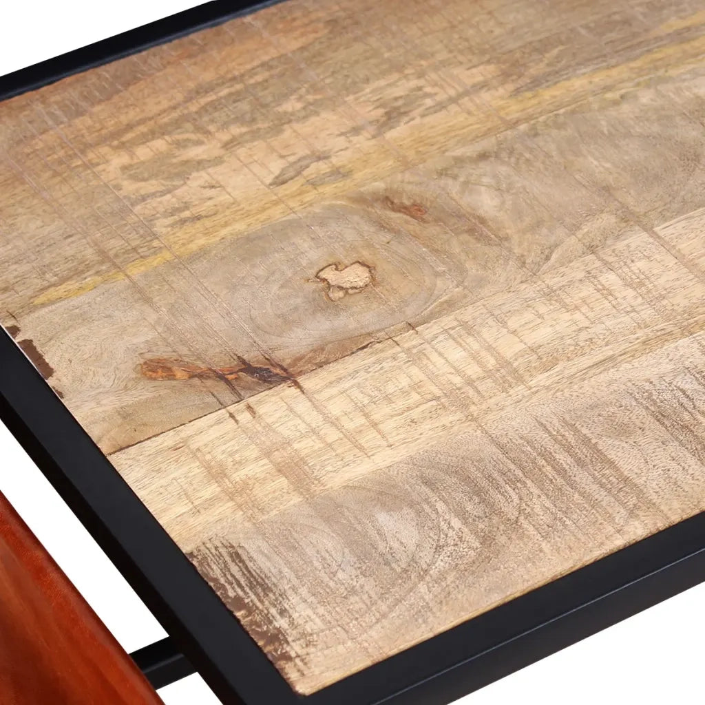 Tavolino da CaffÃ¨ in Vera Pelle con Portariviste 110x50x45 cm