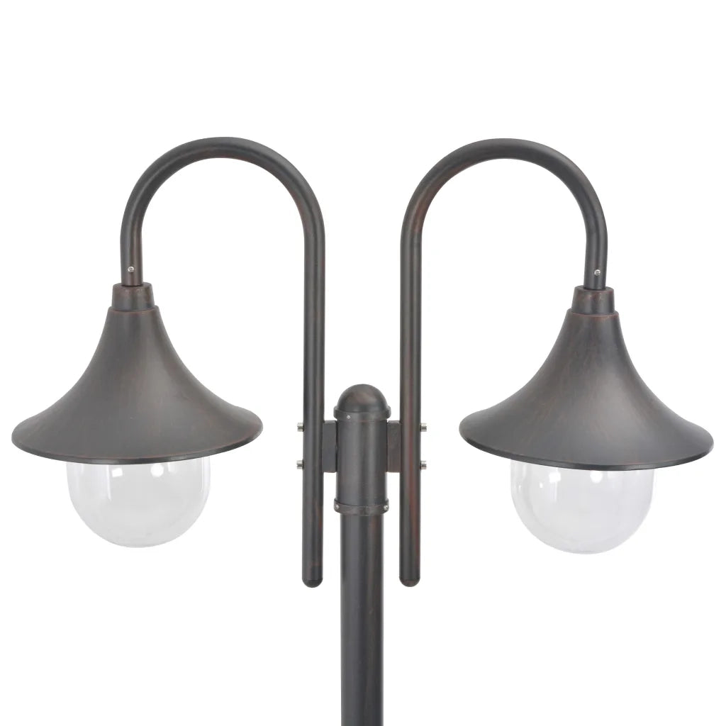 Lampione da Giardino E27 220 cm in Alluminio 2 Lampade Bronzo CFW6582801