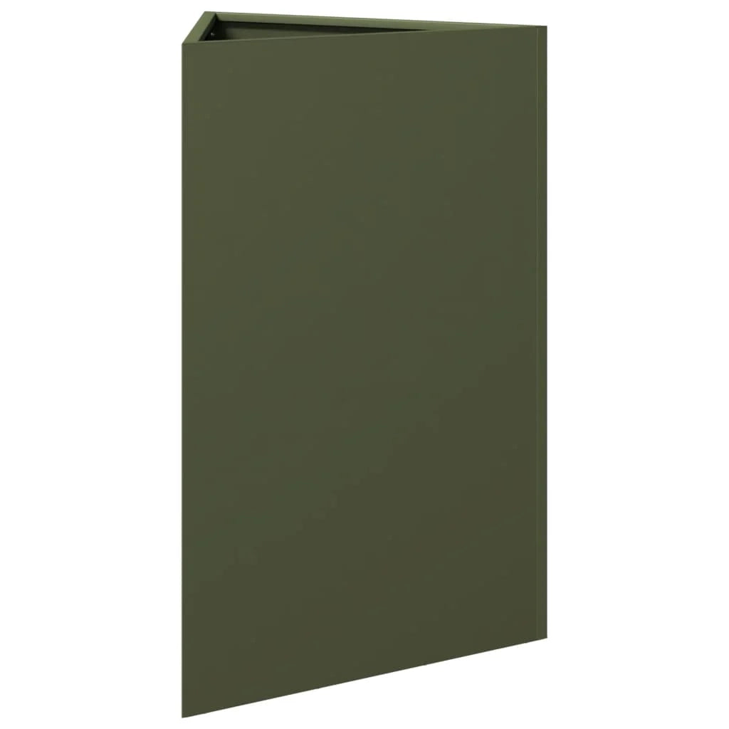 Fioriera aiuola rialzata fioriera aiuola giardino terrazza set da 2 triangolare verde oliva 50 x 43 x 75 cm acciaio verde 02_0039091